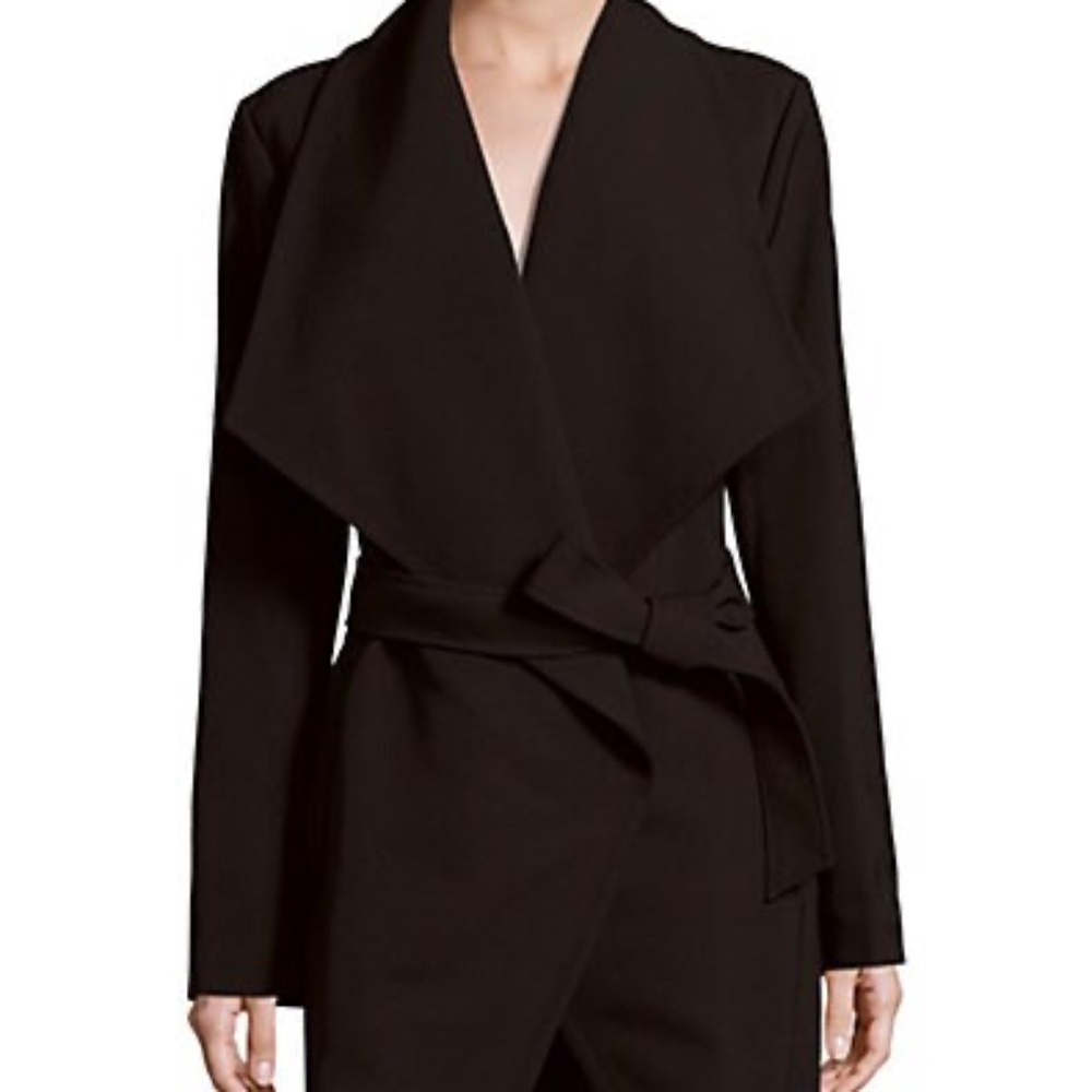 T Tahari Shawl collar wrap coat Black X-Small